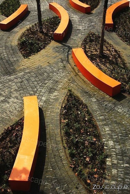 树叶片主题公园设计坐凳意向图