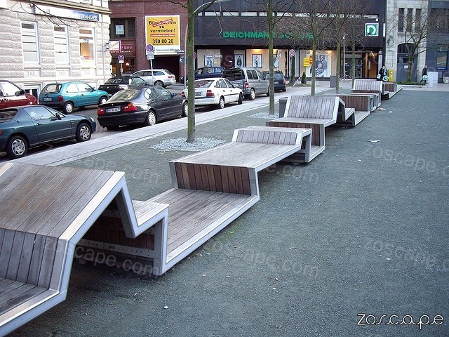 户外坐凳意向图,景观设施意向图城市街头锯齿座椅设计