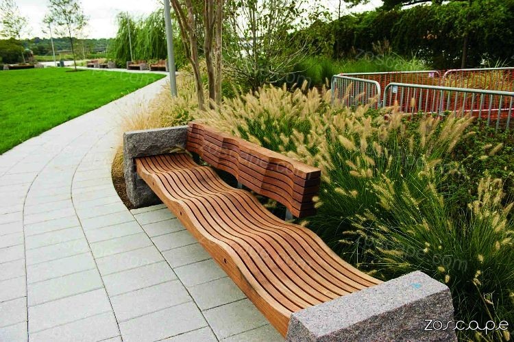 中心公园景观设计景观意向图-波浪形坐凳