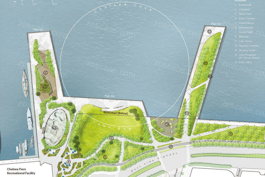 公园平面图:纽约Hudson River公园弹性景观规划设计