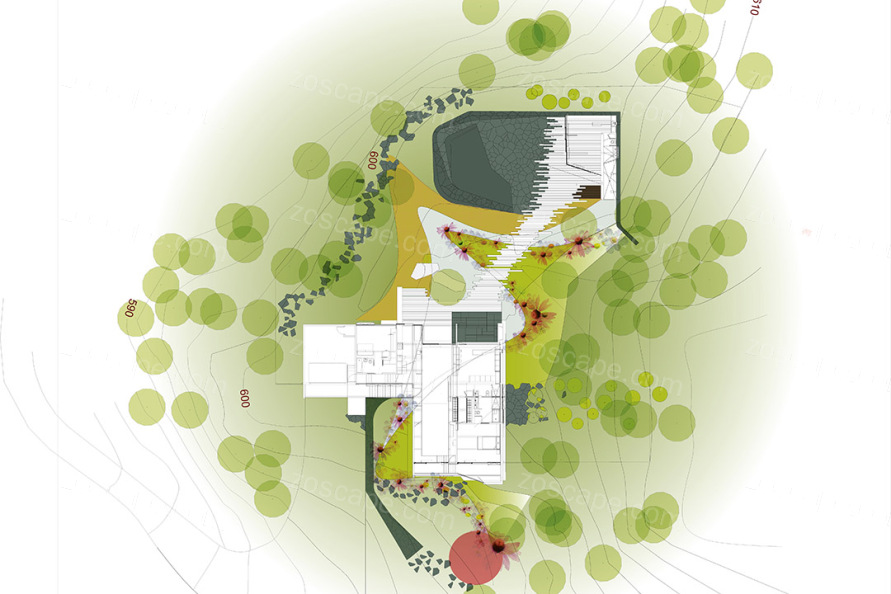 Bedford House Pool ,住宅及游泳池景观设计方案总平面图