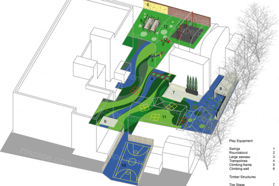 英国  小学设计  游乐场 小学校园  景观设计平面图