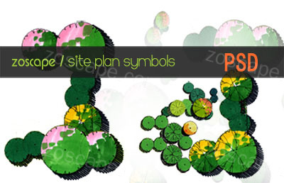手绘风格  园林景观设计 平面图素材   PSD植物图例 