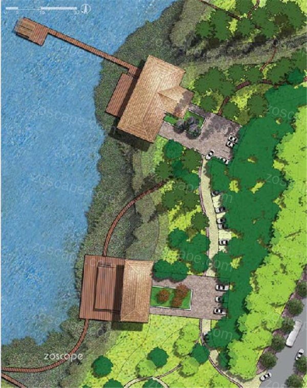 景观设计的挖填策略包括水岸修整和公园内部地形修整两个方面