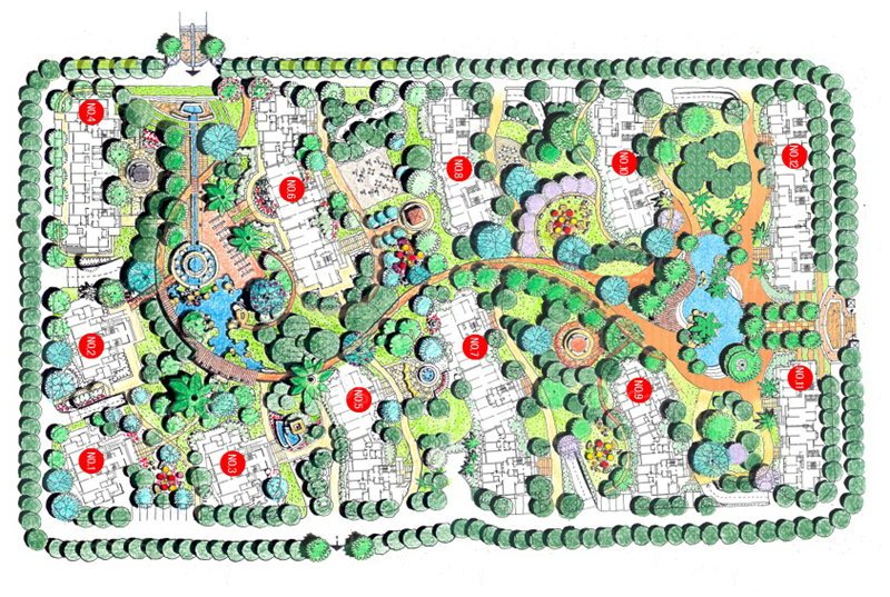 手绘苏州湖畔花园社区园林景观设计方案文本