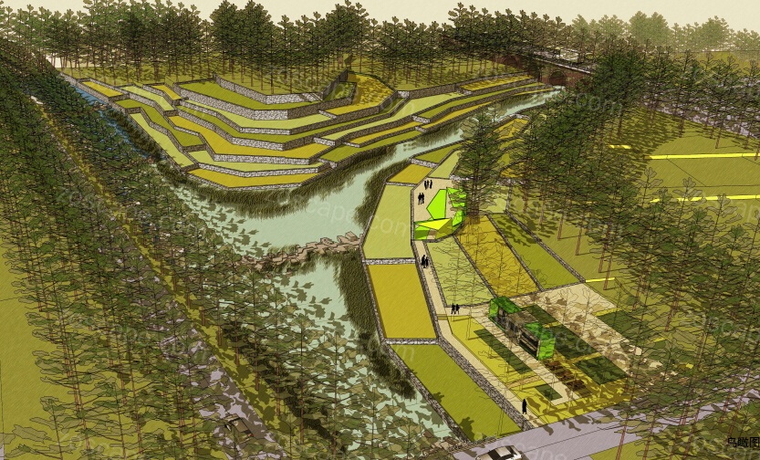丹河上的绿纸鹤-长平丹河两岸景观带景观方案设计