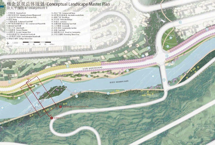 GI绿色基础设施-生态休闲廊道-河道网络节点设计优化