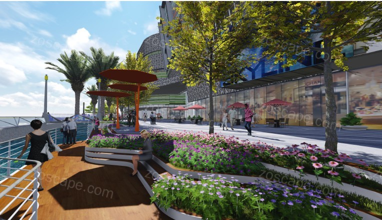   购物广场综合体项目-滨河商业空间+屋顶花园+住宅园林景观方案设计