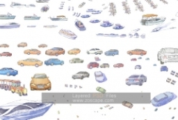 美国Edaw易道鼠绘手绘100种汽车船交通工具配景素材psd to 园林景观设计意向图库-园林景观学习网
