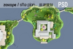 岛屿旅游风景区-旅游规划psd彩色总平面图 to 园林景观设计意向图库-园林景观学习网