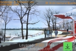 滨江湿地公园现代景观构筑物-冬景雪天风格效果图表现 to 园林景观设计意向图库-园林景观学习网
