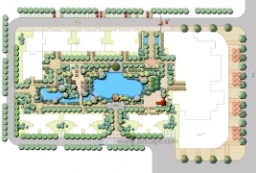 PSD手绘总图-高层住宅小区绿色基础设施设计 to 园林景观设计意向图库-园林景观学习网