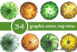 34 graphic trees top view 园林景观设计植物图例素材 to 园林景观设计意向图库-园林景观学习网