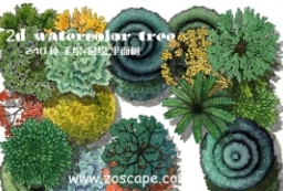 （精）2d watercolor tree psd水粉风格植物图例素材下载 to 园林景观设计意向图库-园林景观学习网