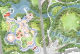 原创滨水公园盆景园植物园生态湿地观光园景观设计彩色平面图PSD to 园林景观设计意向图库-园林景观学习网