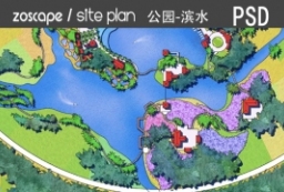Master plan公园景观设计平面图-滨江公园-滨水滨河景观 to 园林景观设计意向图库-园林景观学习网