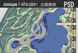 滨江公园-湿地公园景观规划平面图psd下载 to 园林景观设计意向图库-园林景观学习网