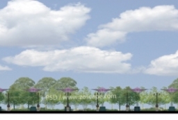 城市生态湿地公园主入口景观PSD立面图 to 园林景观设计意向图库-园林景观学习网