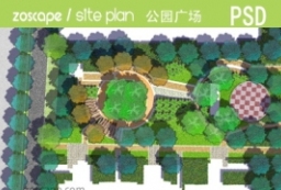街头绿地公园小广场-psd彩色平面图分层 to 园林景观设计意向图库-园林景观学习网