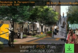 psd效果图-步行商业街风貌改造景观设计效果图 to 园林景观设计意向图库-园林景观学习网