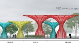 PSD主题雕塑生态科普公园景观规划设计立剖面图 to 园林景观设计意向图库-园林景观学习网