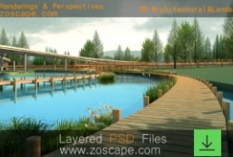 著名设计公司滨江公园规划-湿地公园psd效果图下载 to 园林景观设计意向图库-园林景观学习网