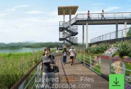滨水走廊景观带-PSD滨水湿地公园-现代景观桥效果图 to 园林景观设计意向图库-园林景观学习网