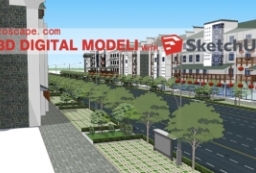 新中式商业街景观模型-商业街sketchup模型 to 园林景观设计意向图库-园林景观学习网