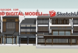 新中式商业古街sketchup模型-商业街模型下载 to 园林景观设计意向图库-园林景观学习网