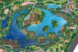 国际范滨湖城市生态湿地公园分层彩色PSD平面图 to 园林景观设计意向图库-园林景观学习网