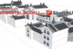 客家族风格商业街模型-仿古商业街建筑模型下载 to 园林景观设计意向图库-园林景观学习网
