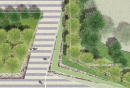 城市道路入口小广场-道路绿化带PSD平面图源文件 to 园林景观设计意向图库-园林景观学习网