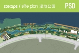 知名设计公司滨江湿地公园彩色总平面图PSD下载 to 园林景观设计意向图库-园林景观学习网