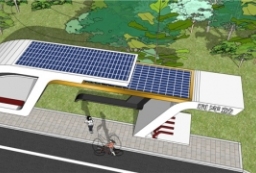 现代公交站SU模型-新景观太阳能电板公交站sketchup模型下载 to 园林景观设计意向图库-园林景观学习网