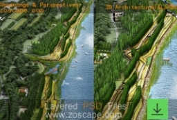 Renderings滨河滨江景观带景观规划设计效果图下载 to 园林景观设计意向图库-园林景观学习网